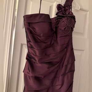 Chic One Shoulder Burgundy Dress